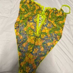 Savage X Fenty- Neon Lace Bodysuit Lingerie